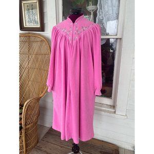 Vintage 1960s Vanity Fair Pink Fleece Robe MOD Sz M
